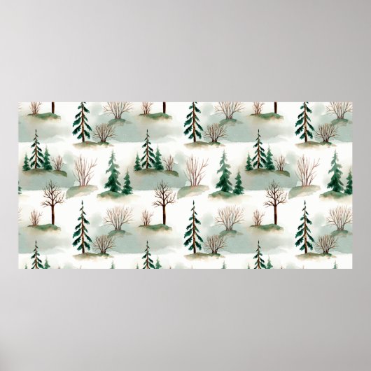 Patroon met kerstbomen, bomen en struiken. Bl Poster (Voorkant)