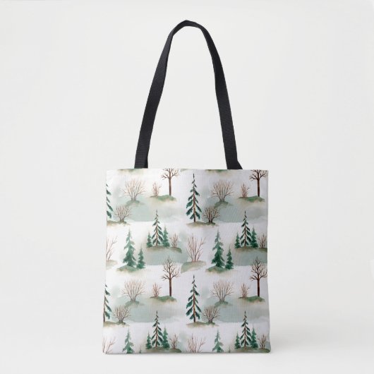 Patroon met kerstbomen, bomen en struiken. Bl Tote Bag (Voorkant)