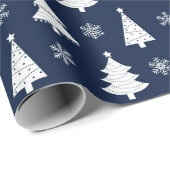 Patroon met kerstbomen en witte feestjes cadeaupapier (Rol Hoek)