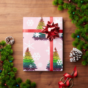 Patroon met kerstbomen voor de vlag van Gay Pride Cadeaupapier