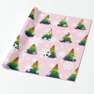Patroon met kerstbomen voor de vlag van Gay Pride Cadeaupapier