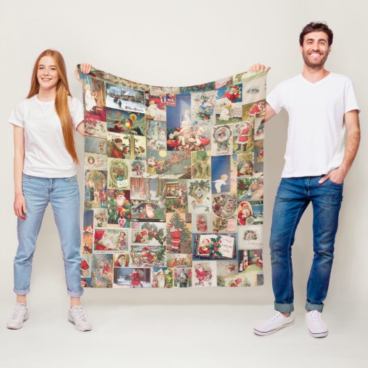 Patroon met kerstfeestelijke kerstcadeaukaarten fleece deken (In situ)