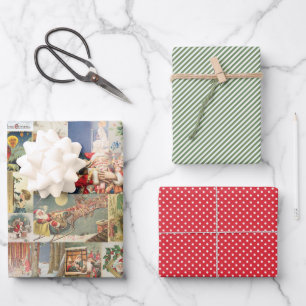 Patroon met kerstfeestelijke kerstcadeaukaarten inpakpapier vel