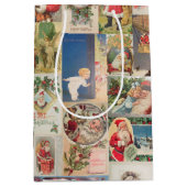 Patroon met kerstfeestelijke kerstcadeaukaarten medium cadeauzakje (Voorkant)