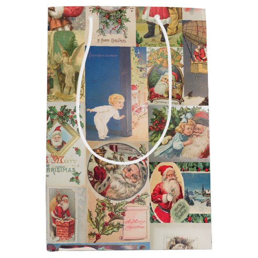 Patroon met kerstfeestelijke kerstcadeaukaarten medium cadeauzakje (Voorkant)