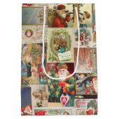 Patroon met kerstfeestelijke kerstcadeaukaarten medium cadeauzakje (Achterkant)