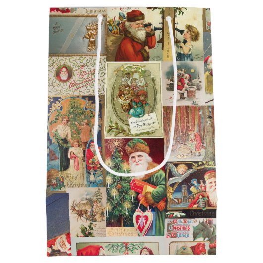 Patroon met kerstfeestelijke kerstcadeaukaarten medium cadeauzakje (Achterkant)