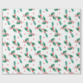 patroon met kerstheilige en rode bessen cadeaupapier (Vlak)