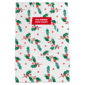 patroon met kerstheilige en rode bessen medium cadeauzakje (Achterkant)