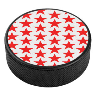 Patroon met kleine rode sterren hockey puck