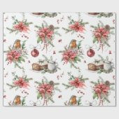 patroon met kleurrijke kerstsymbolen cadeaupapier (Vlak)