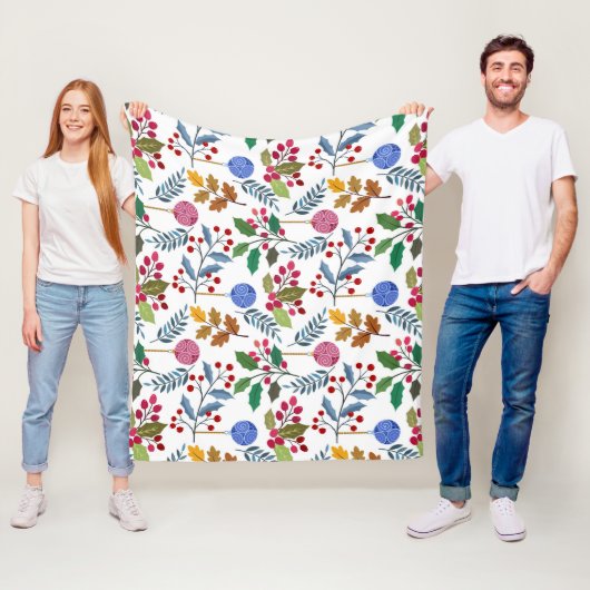 patroon met kleurrijke kerstsymbolen fleece deken (In situ)