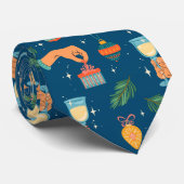patroon met kleurrijke kerstsymbolen stropdas (Opgerold)