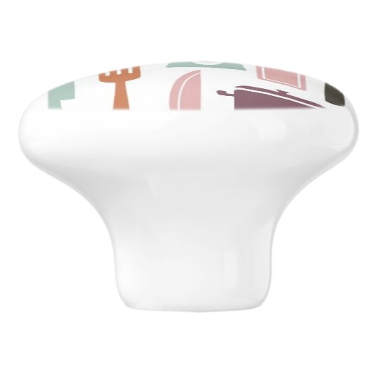 Patroon met kleurrijke kookpictogrammen keramische knop (Zijkant)