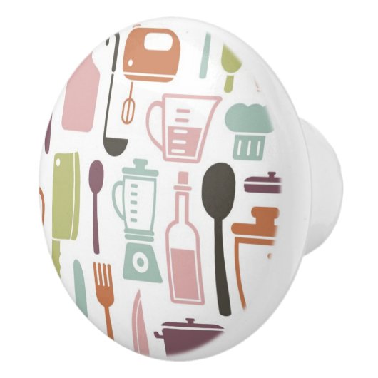 Patroon met kleurrijke kookpictogrammen keramische knop (Rechts)