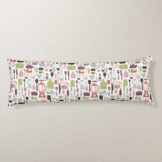 Patroon met kleurrijke kookpictogrammen lichaamskussen (Achterkant)