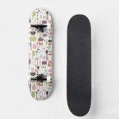 Patroon met kleurrijke kookpictogrammen persoonlijk skateboard (Voorkant)