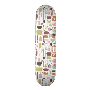 Patroon met kleurrijke kookpictogrammen persoonlijk skateboard