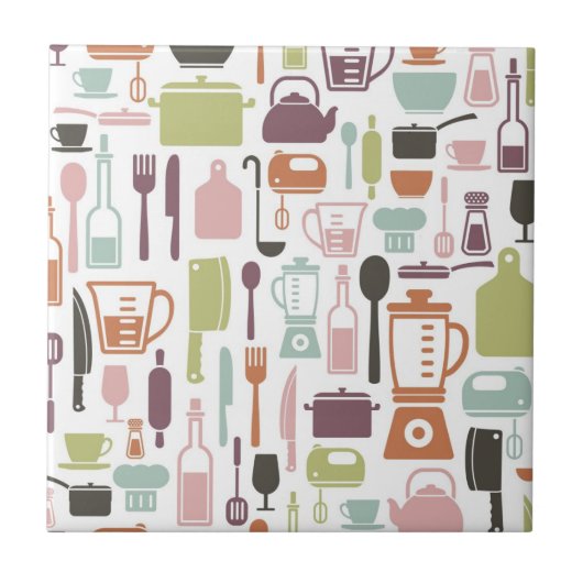 Patroon met kleurrijke kookpictogrammen tegeltje (Voorkant)
