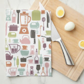 Patroon met kleurrijke kookpictogrammen theedoek (Quarter Fold)