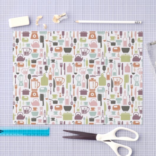 Patroon met kleurrijke kookpictogrammen tissuepapier (Craft)