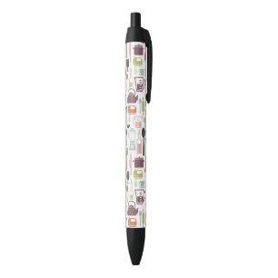 Patroon met kleurrijke kookpictogrammen zwarte inkt pen