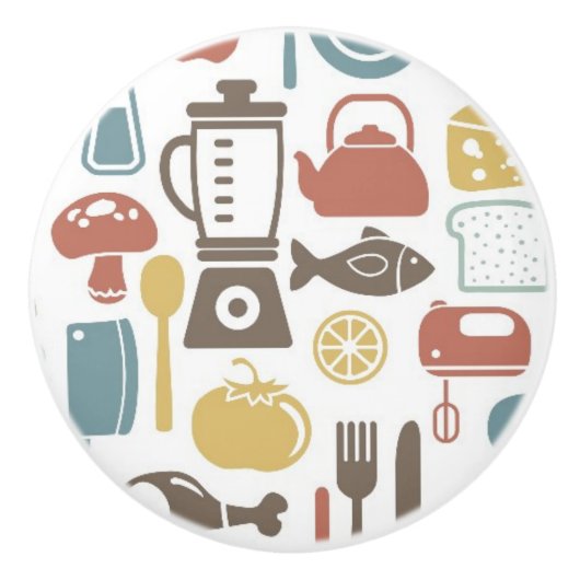 Patroon met kookpictogrammen keramische knop (Voorkant)