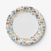 Patroon met kookpictogrammen papieren bordje (Voorkant)