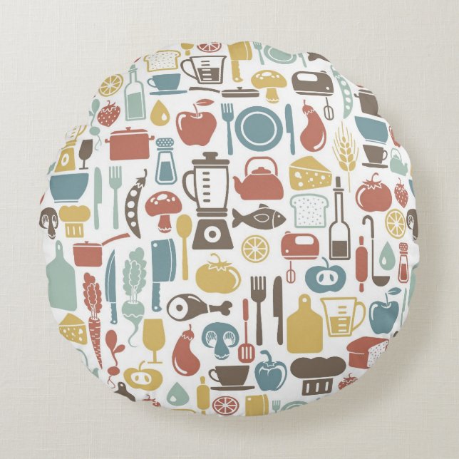 Patroon met kookpictogrammen rond kussen (Voorkant)