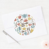 Patroon met kookpictogrammen ronde sticker (Envelop)