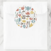 Patroon met kookpictogrammen ronde sticker (Tas)
