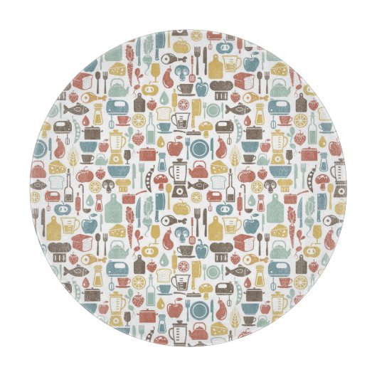 Patroon met kookpictogrammen snijplank (Voorkant)