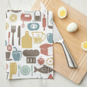 Patroon met kookpictogrammen theedoek (Quarter Fold)