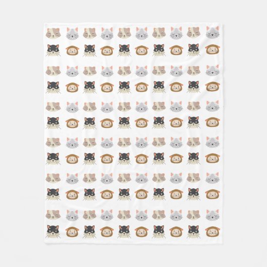 Patroon met kop Cute Cat Fleece Deken (Voorkant)