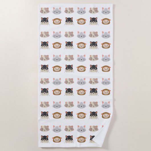 Patroon met kop Cute Cat Strandlaken (Voorkant)