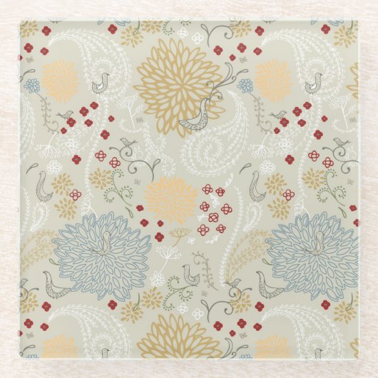 patroon met krultuinen glazen onderzetter (Voorkant)