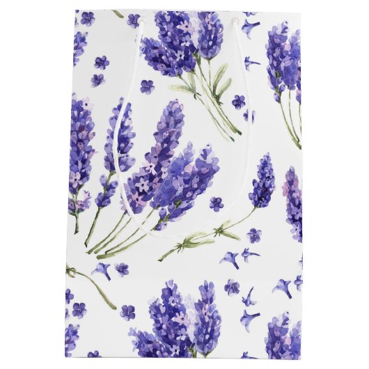 Patroon met lavender Waterverf Flowers Medium Cadeauzakje (Achterkant)