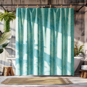 Patroon met lichtblauwe tropische palmbladeren douchegordijn