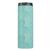 Patroon met lichtblauwe tropische palmbladeren thermosbeker (Achterkant)