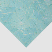 Patroon met lichtblauwe tropische palmbladeren tissuepapier (Detail)