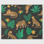  patroon met luipaarden en tropische bladeren cadeaupapier (Vlak)