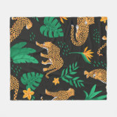 patroon met luipaarden en tropische bladeren fleece deken (Voorkant (Horizontaal))
