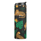  patroon met luipaarden en tropische bladeren thermosbeker (Gedraaid links)