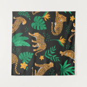  patroon met luipaarden en tropische bladeren wandkleed (Voorkant (horizontaal))