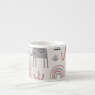 patroon met malle olifanten en giraffen enorm espresso kop