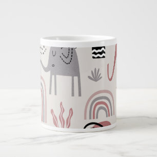 patroon met malle olifanten en giraffen grote koffiekop