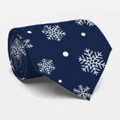 Patroon met marinesnowflakes en witte winterkerstm stropdas (Opgerold)