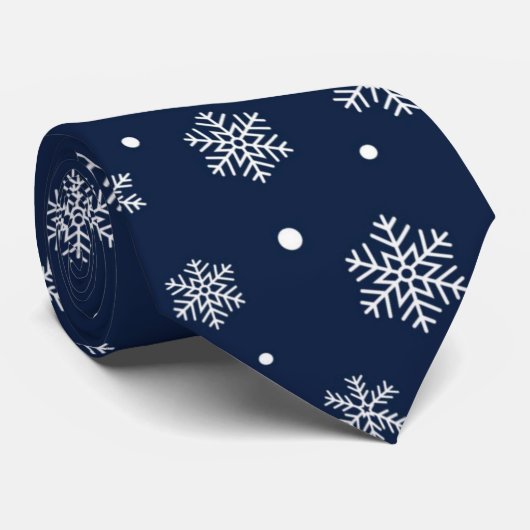 Patroon met marinesnowflakes en witte winterkerstm stropdas (Opgerold)