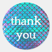 patroon met mermaid scale - dank u ronde sticker (Voorkant)