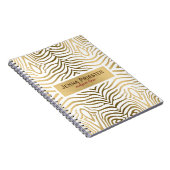 Patroon met moderne witte en goudzebrastripes notitieboek (Rechterzijde)